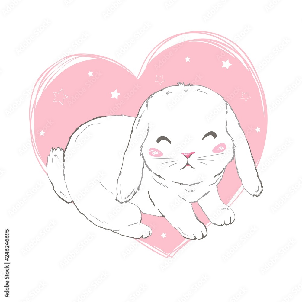 Fototapeta premium Cute bunny girl with crown. Dream Big Princess