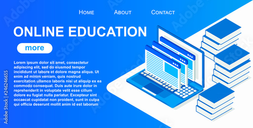 website template of web page for online education. Vector