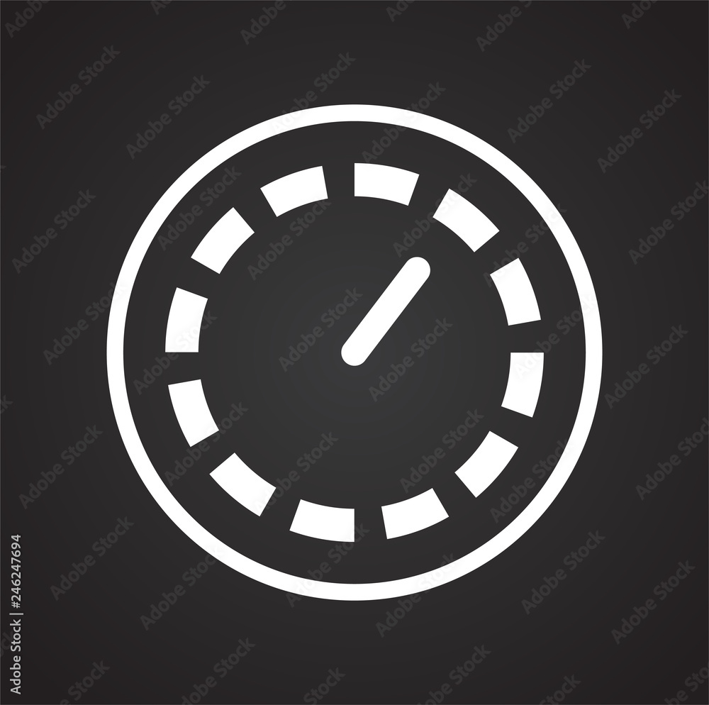 Analog gauge meter on black background for graphic and web design, Modern simple vector sign. Internet concept. Trendy symbol for website design web button or mobile app Analog gauge meter on black background for graphic and web design, Modern simple vector sign. Internet concept. Trendy symbol for website design web button or mobile app