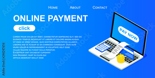 Vector website template of web page for online payment online concept
