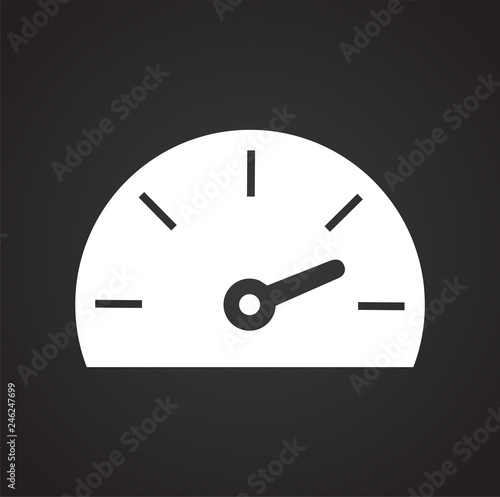 Analog gauge meter on black background for graphic and web design, Modern simple vector sign. Internet concept. Trendy symbol for website design web button or mobile app