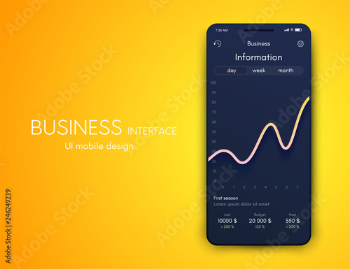 Mobile phone application for analytics. stock vector