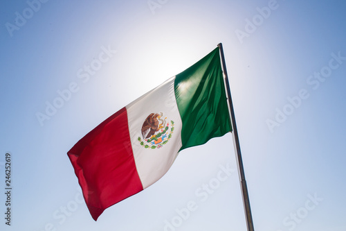 Mexican flag shot from behind photo
