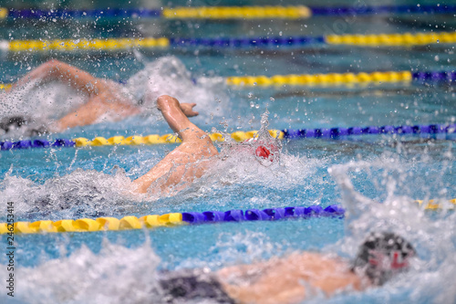 Canvastavla High School Swimmers competing at a swim meet in South Texas