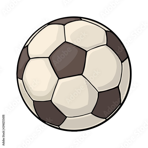 Soccer ball. Vintage vector color illustration. Isolated on white background