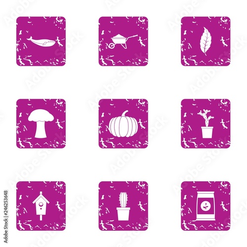 Private land icons set. Grunge set of 9 private land vector icons for web isolated on white background
