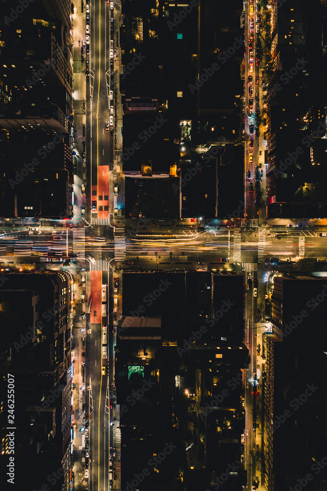Aerial Intersection of Traffic in City