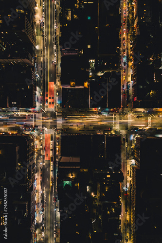 Aerial Intersection of Traffic in City