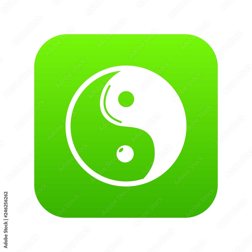Yin yang symbol taoism icon green vector isolated on white background Yin yang symbol taoism icon green vector isolated on white background