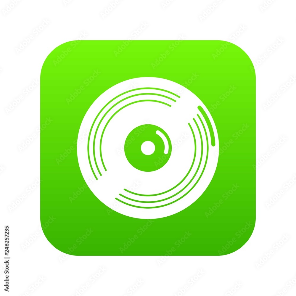 Vinyl record icon green vector isolated on white background Vinyl record icon green vector isolated on white background