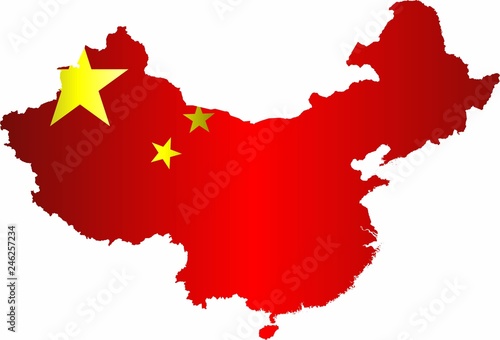 China map with flag inside - Illustration