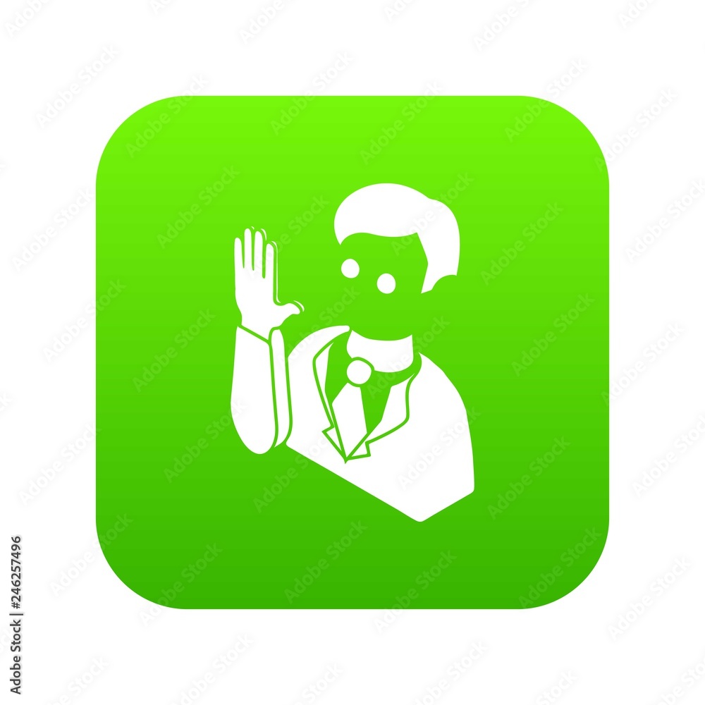 Election candidate oath icon green vector isolated on white background