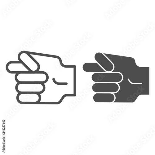 Hand fig sign line and glyph icon. Hand gesture vector illustration isolated on white. Protest symbol outline style design, designed for web and app. Eps 10.