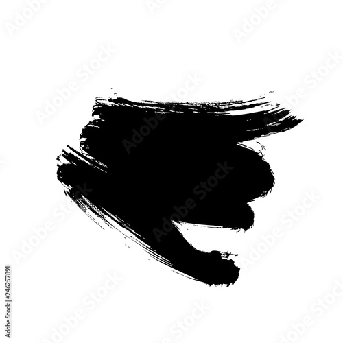 Hand drawn abstract vector brush stroke. Black painted shapes  ink brush stroke  grunge texture.