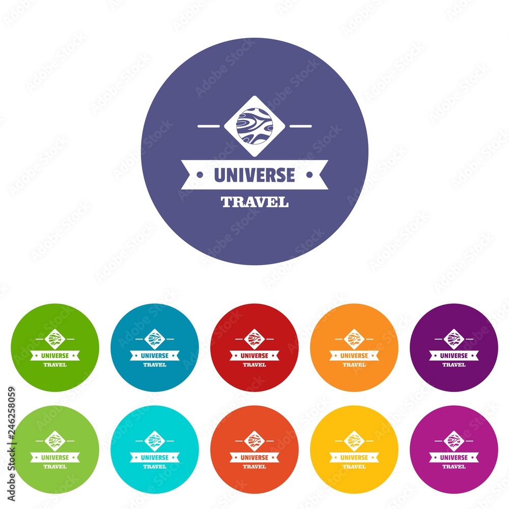 Universe travel icons color set vector for any web design on white background