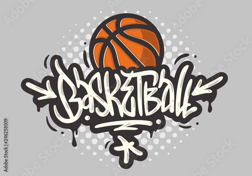 Basketball Themed Hand Drawn Brush Lettering Calligraphy Graffiti Tag Style Type Design Vector Graphic