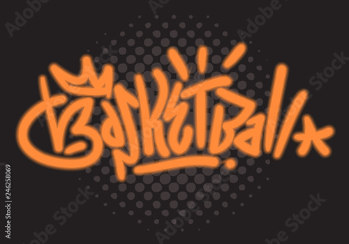 Basketball Themed Hand Drawn Brush Lettering Calligraphy Graffiti Tag Style Type Design Vector Graphic