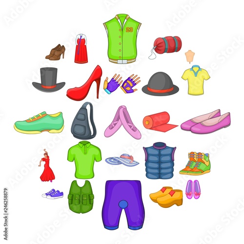 Fashion things icons set. Cartoon set of 25 fashion things vector icons for web isolated on white background