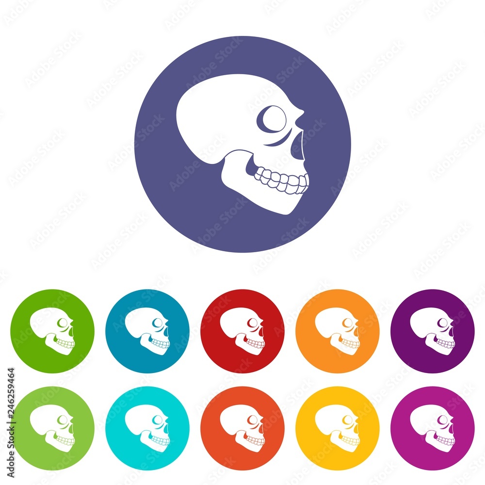 Naklejka premium Skull icons color set vector for any web design on white background
