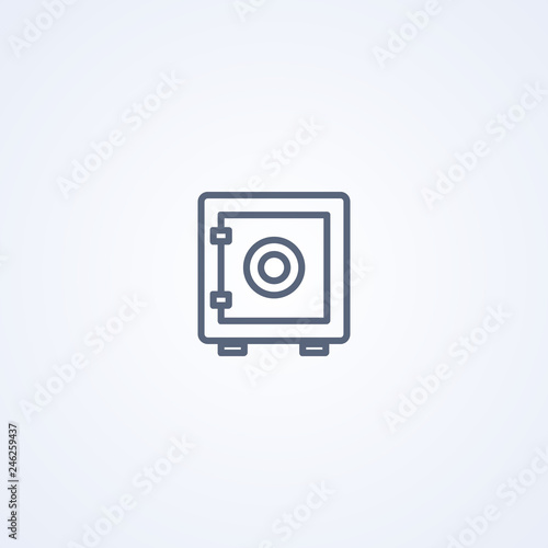 Bank safe, vector best gray line icon