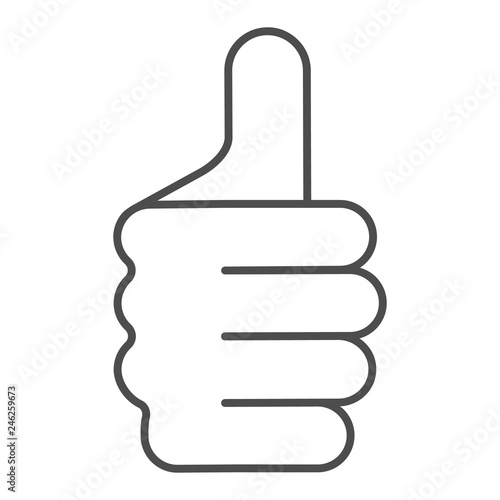 Thumb up gesture thin line icon. Like vector illustration isolated on white. Ok hand gesture outline style design, designed for web and app. Eps 10.