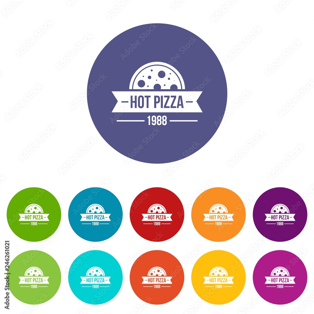 Pizza hot icons color set vector for any web design on white background