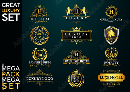 Great Luxury Set, Royal and Elegant Logo Vector Design 