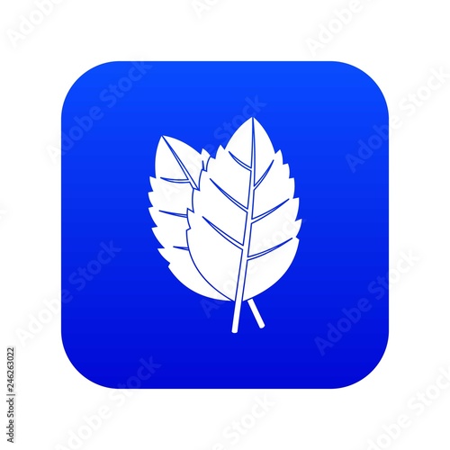 Two basil leaves icon digital blue for any design isolated on white vector illustration