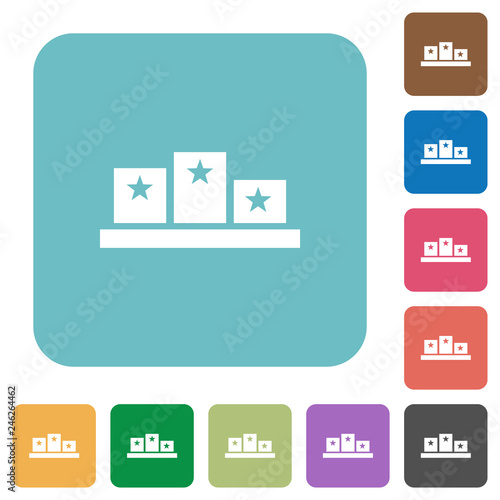 Winners podium with inside stars rounded square flat icons photo