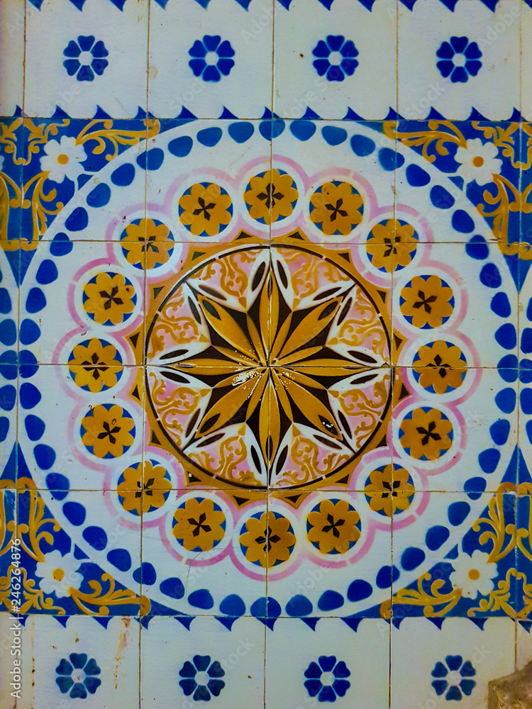 Colorful vintage ceramic tiles