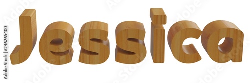 jessica in 3d name with wooden texture isolated