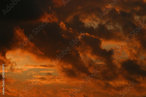 Orange sky at sunset. Spain