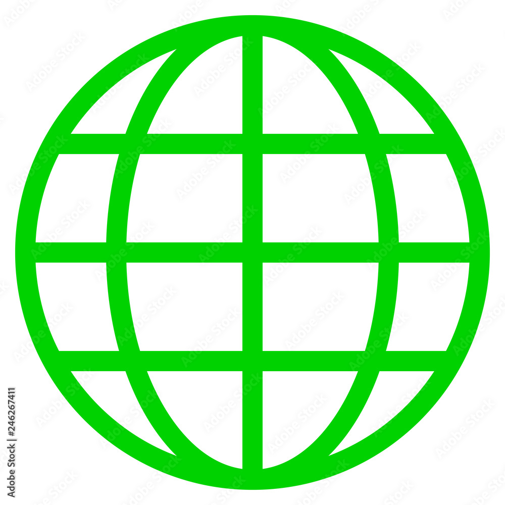Globe symbol icon - green simple, isolated - vector Globe symbol icon - green simple, isolated - vector