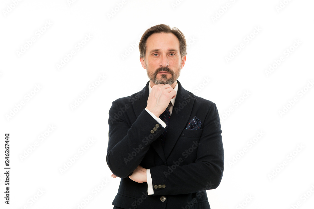Lost in business thoughts. Mature businessman in formal wear. Fashionable aged business person. Senior man with grey beard hair. Bearded mature man in business style. Back to work in a suit and tie Lost in business thoughts. Mature businessman in formal wear. Fashionable aged business person. Senior man with grey beard hair. Bearded mature man in business style. Back to work in a suit and tie