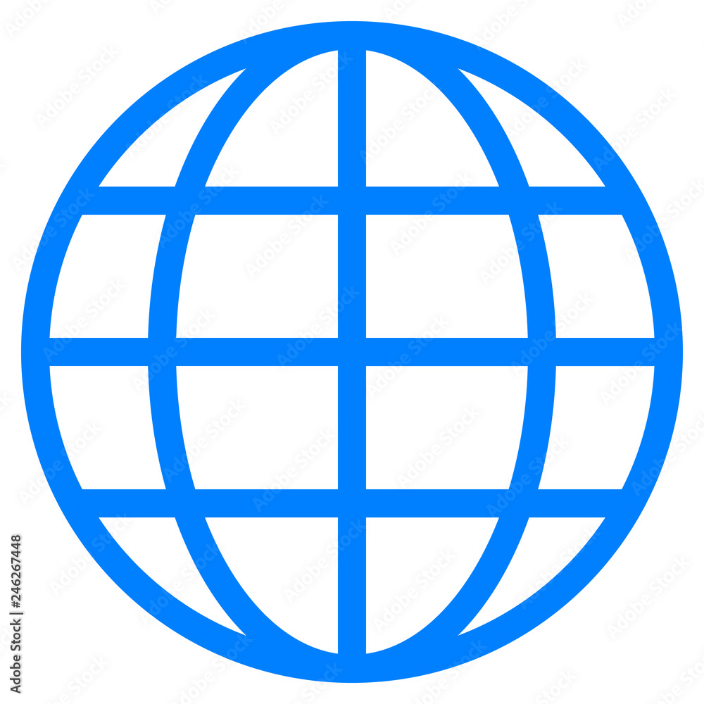 Globe symbol icon - blue simple, isolated - vector Globe symbol icon - blue simple, isolated - vector