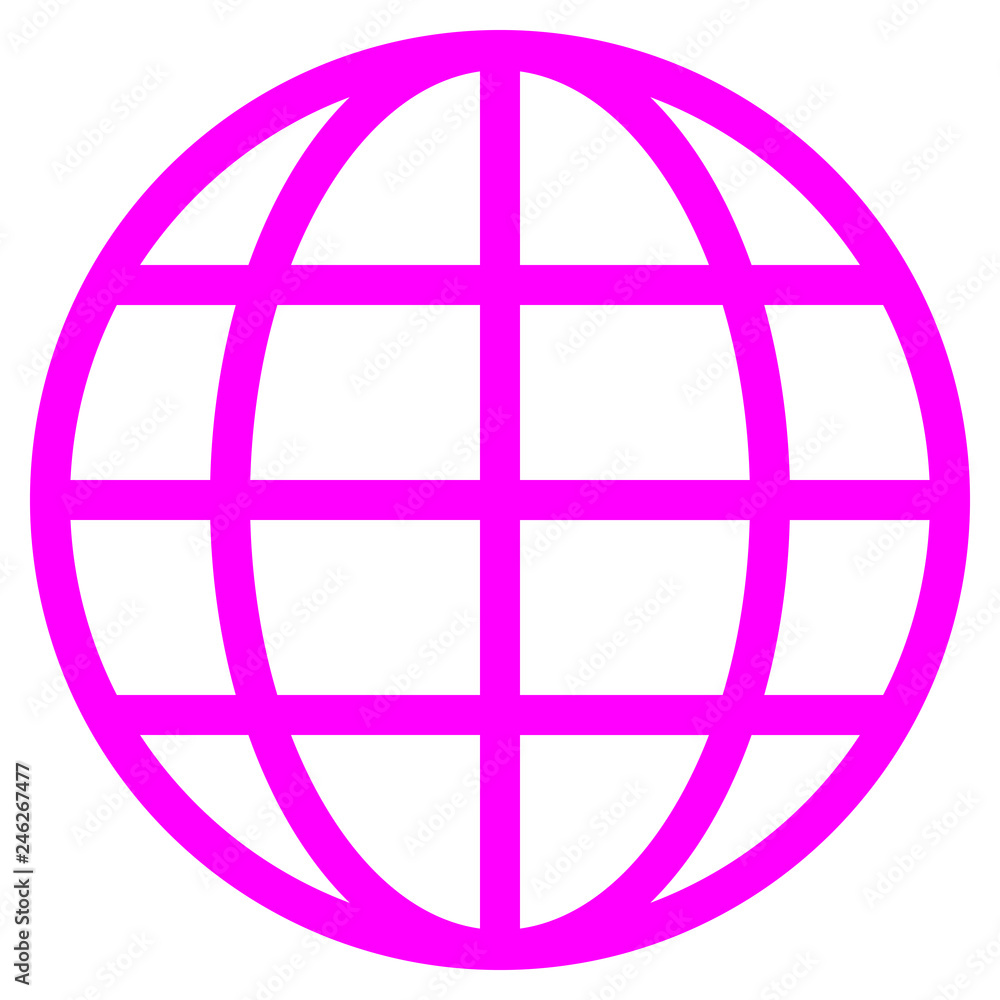 Globe symbol icon - purple simple, isolated - vector Globe symbol icon - purple simple, isolated - vector