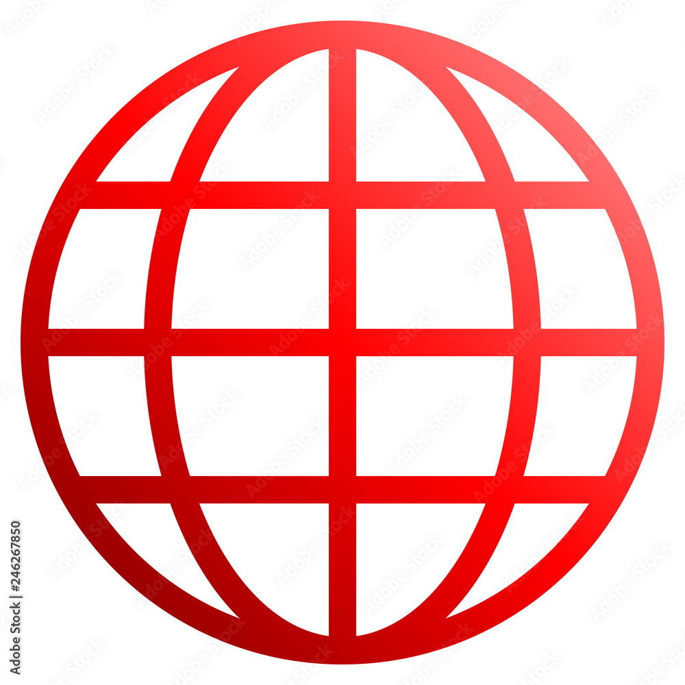 Globe symbol icon - red gradient, isolated - vector Globe symbol icon - red gradient, isolated - vector