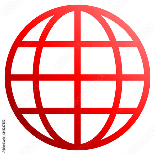 Globe symbol icon - red gradient, isolated - vector