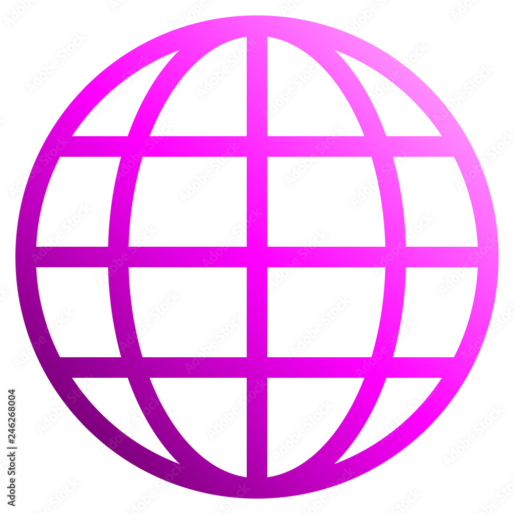 Globe symbol icon - purple gradient, isolated - vector Globe symbol icon - purple gradient, isolated - vector