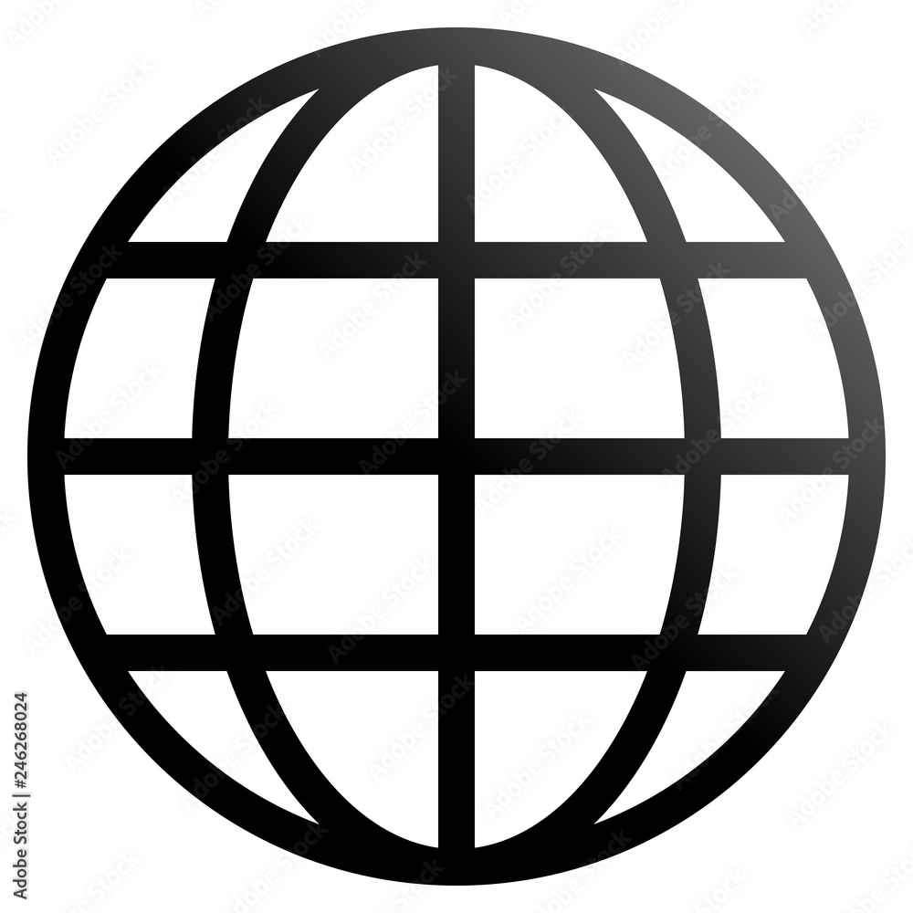 Obraz Ikona symbolu globu - czarny gradient, na białym tle - wektor