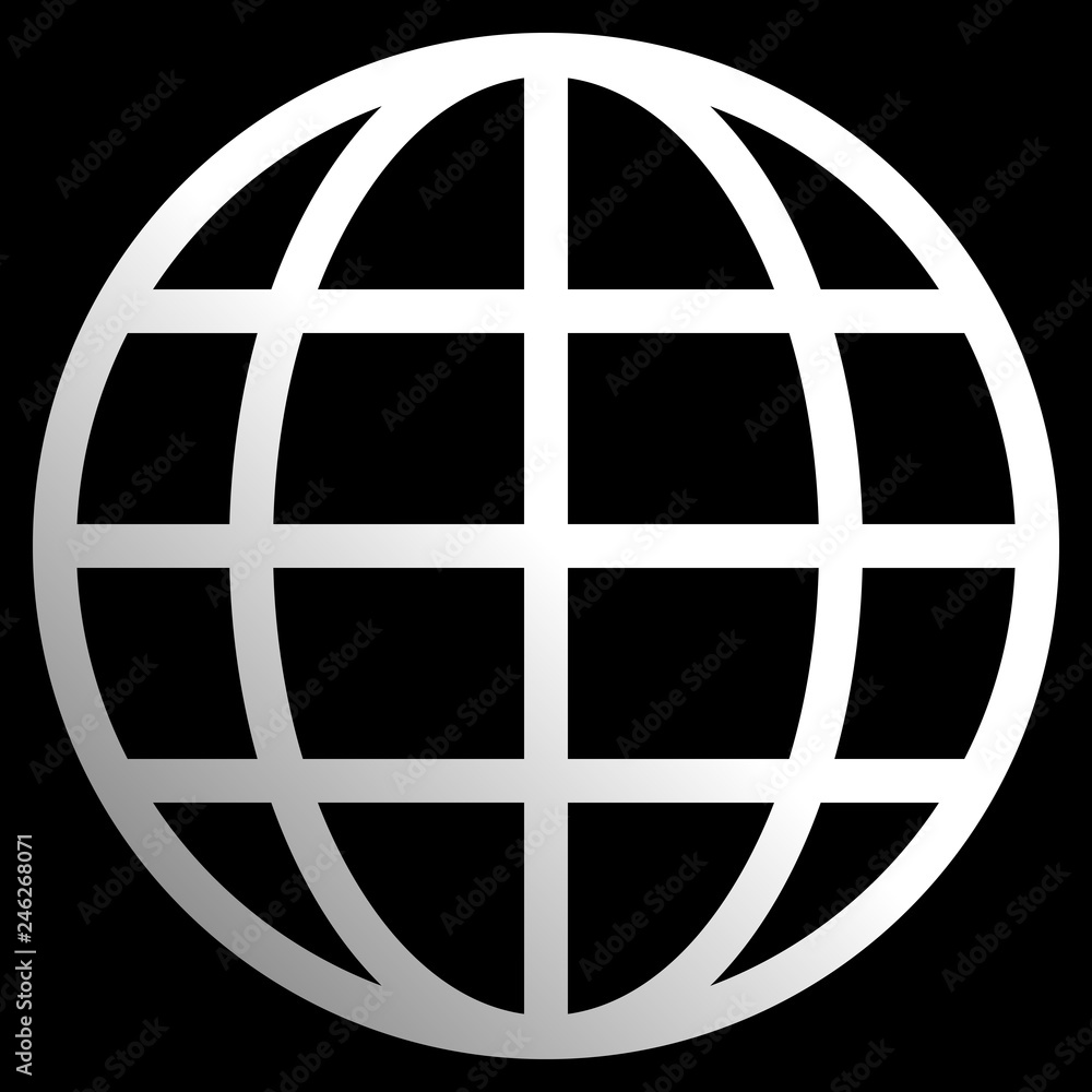 Globe symbol icon - white gradient, isolated - vector Globe symbol icon - white gradient, isolated - vector