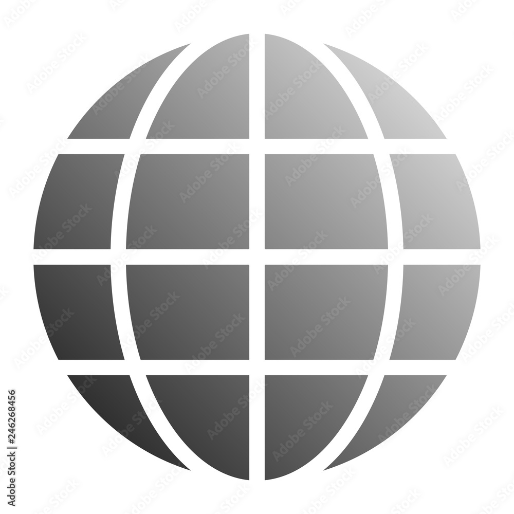 Globe symbol icon - gray gradient, isolated - vector Globe symbol icon - gray gradient, isolated - vector