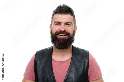 Hipster with beard brutal guy. Masculinity concept. Barber shop and beard grooming. Styling beard and moustache. Fashion trend beard grooming. Masculinity brutality and beauty. Facial hair treatment