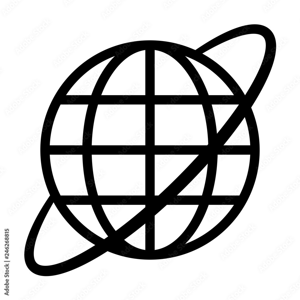 Obraz Globe symbol icon with orbit - black simple, isolated - vector