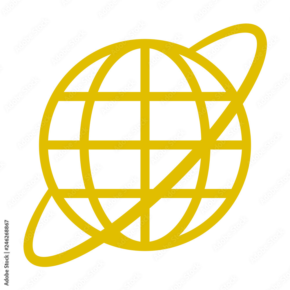 Globe symbol icon with orbit - red simple, isolated - vector Globe symbol icon with orbit - red simple, isolated - vector
