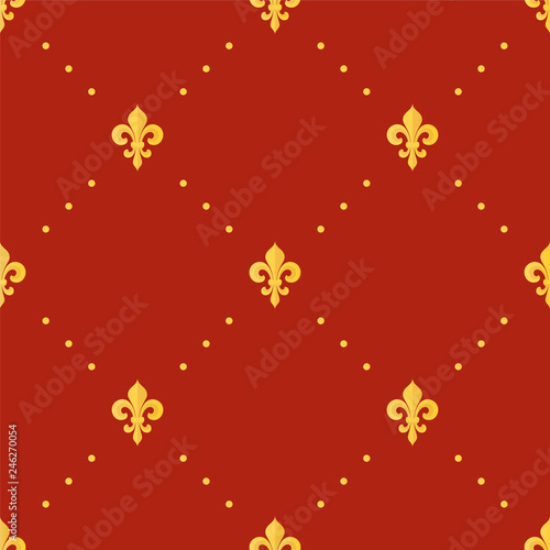 Seamless vintage gold pattern with Fleur-de-lis. Vector