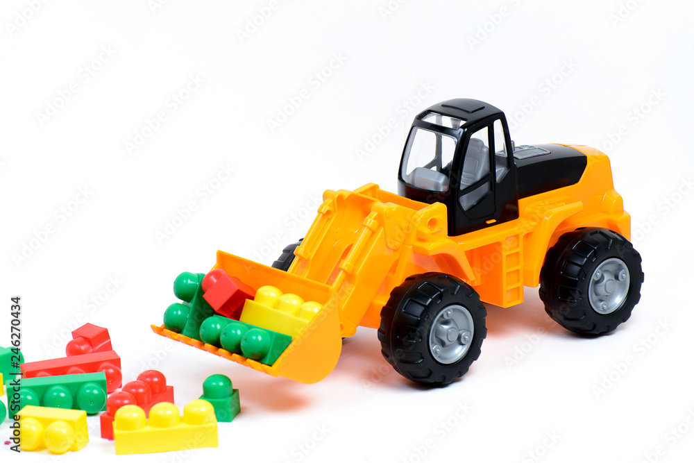  Colored toys for children on a white background