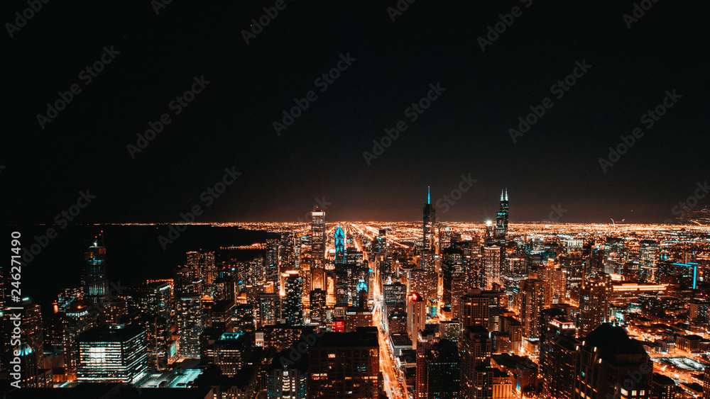 Obraz premium Night sky picture of Chicago