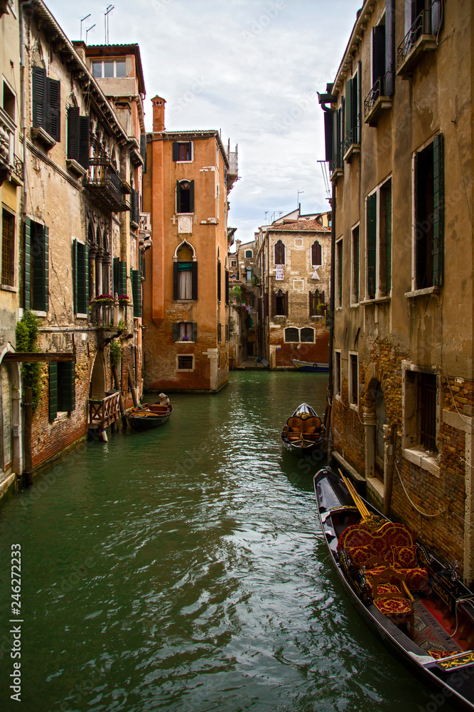 View of the street canal in Venice, Italy.