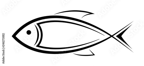 Sea food logo. Stylized image of fish and forks for the logo of a restaurant, cafe or company.